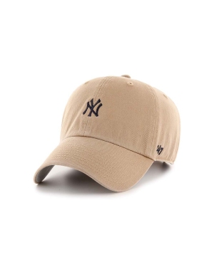 47brand czapka z daszkiem bawełniana MLB New York Yankees kolor beżowy z aplikacją