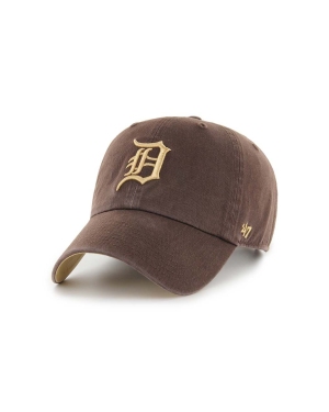 47brand czapka z daszkiem bawełniana MLB Detroit Tigers kolor brązowy z aplikacją