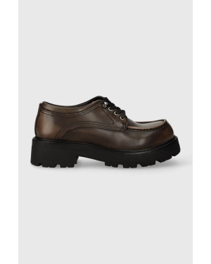 Vagabond Shoemakers półbuty skórzane COSMO 2.0 damskie kolor brązowy na płaskim obcasie 5649.018.19