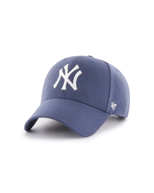 47brand czapka z daszkiem z domieszką wełny MLB New York Yankees kolor fioletowy z aplikacją