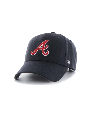 47brand czapka z daszkiem z domieszką wełny MLB Atlanta Braves kolor granatowy z aplikacją B-MVP01WBVRP-NY