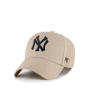 47brand czapka z daszkiem z domieszką wełny MLB New York Yankees kolor beżowy z aplikacją