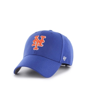 47brand czapka z daszkiem z domieszką wełny MLB New York Mets kolor niebieski z aplikacją B-MVP16WBV-RYC
