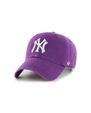 47brand czapka z daszkiem bawełniana MLB New York Yankees kolor fioletowy z aplikacją