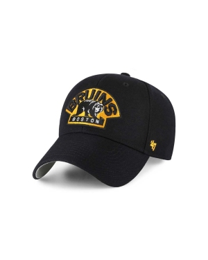 47brand czapka z daszkiem z domieszką wełny NHL Boston Bruins kolor czarny z aplikacją H-MVP01WBV-BKE