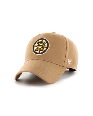 47brand czapka z daszkiem z domieszką wełny NHL Boston Bruins kolor beżowy z aplikacją