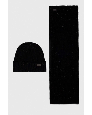 Barbour czapka i szalik Carlton Fleck Beanie & Scarf Gift Set kolor czarny MGS0047