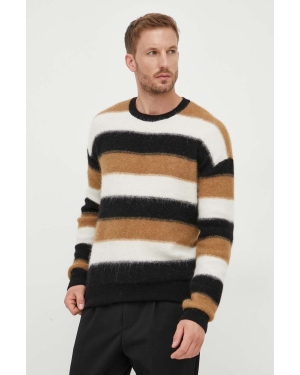 BOSS sweter z domieszką wełny męski kolor czarny
