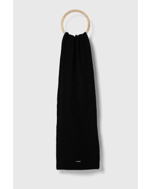 Calvin Klein szalik wełniany kolor czarny melanżowy
