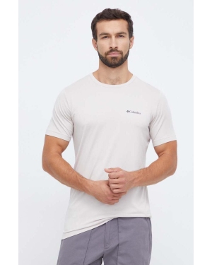 Columbia t-shirt sportowy kolor beżowy z nadrukiem