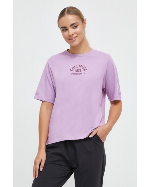 Columbia t-shirt bawełniany kolor fioletowy