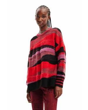Desigual sweter damski kolor czerwony