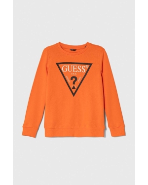 Guess bluza bawełniana dziecięca kolor pomarańczowy z nadrukiem