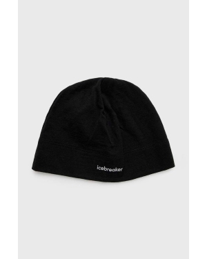 Icebreaker czapka Oasis kolor czarny z cienkiej dzianiny wełniana