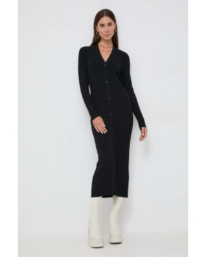 Karl Lagerfeld sukienka kolor czarny midi dopasowana