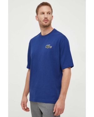 Lacoste t-shirt bawełniany kolor niebieski gładki
