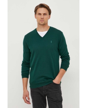 Polo Ralph Lauren sweter wełniany męski kolor zielony lekki
