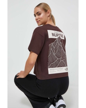 The North Face t-shirt bawełniany kolor brązowy