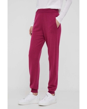 United Colors of Benetton spodnie z domieszką kaszmiru kolor różowy proste high waist