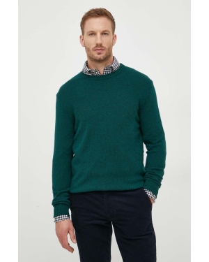 United Colors of Benetton sweter z domieszką wełny męski kolor zielony lekki