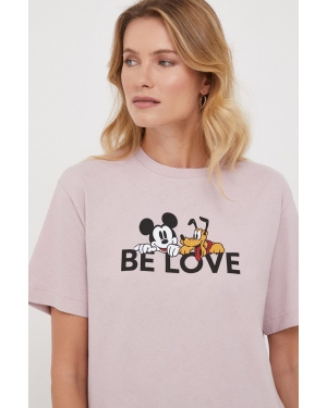 United Colors of Benetton t-shirt bawełniany x Disney kolor różowy z nadrukiem