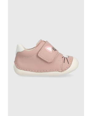 Geox buty skórzane dziecięce kolor różowy