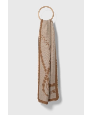 Lauren Ralph Lauren szalik z domieszką wełny kolor beżowy wzorzysty