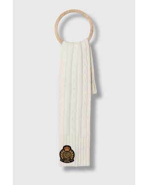 Lauren Ralph Lauren szalik z domieszką wełny kolor biały z aplikacją