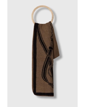 Lauren Ralph Lauren szalik z domieszką wełny kolor brązowy wzorzysty