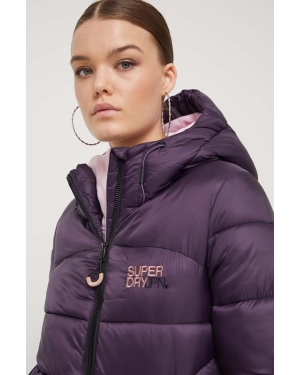Superdry kurtka damska kolor fioletowy zimowa