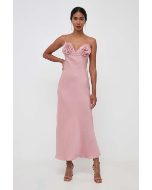 Bardot sukienka kolor różowy maxi prosta