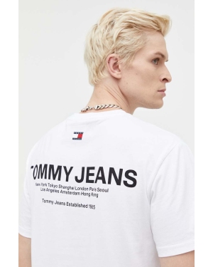 Tommy Jeans t-shirt bawełniany kolor biały gładki