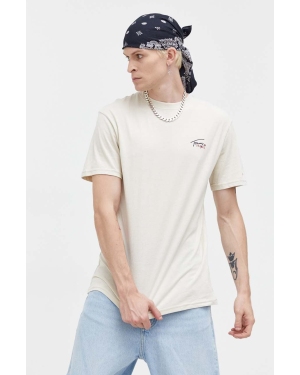 Tommy Jeans t-shirt bawełniany kolor beżowy z nadrukiem