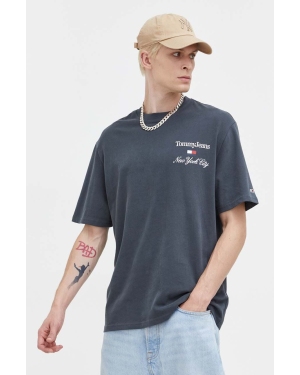 Tommy Jeans t-shirt bawełniany kolor szary z aplikacją