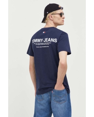 Tommy Jeans t-shirt bawełniany kolor granatowy z nadrukiem