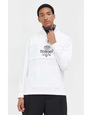 Tommy Jeans bluza bawełniana męska kolor biały z aplikacją