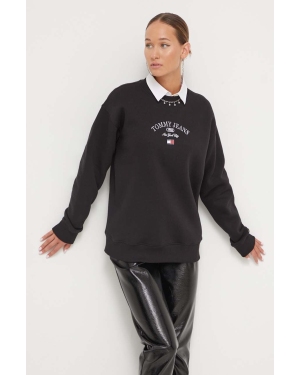 Tommy Jeans bluza damska kolor czarny z aplikacją