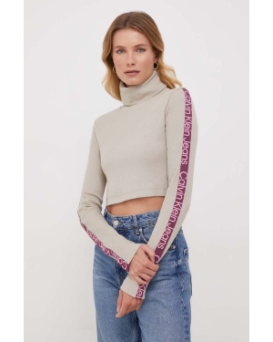 Calvin Klein Jeans longsleeve damski kolor beżowy z golfem