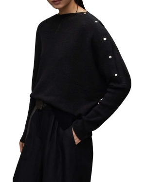 AllSaints sweter wełniany RAVEN JUMPER damski kolor czarny