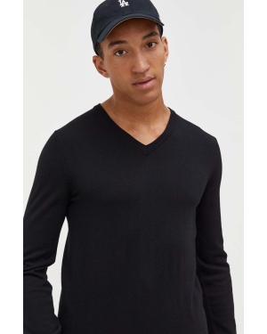 HUGO sweter wełniany męski kolor czarny lekki