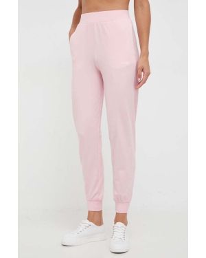 HUGO spodnie lounge kolor różowy gładkie
