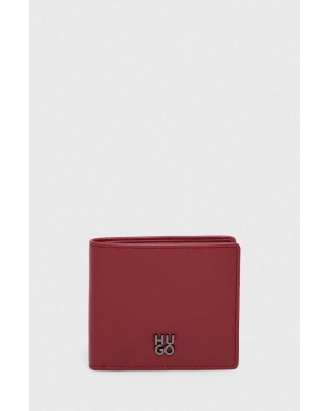 HUGO portfel skórzany męski kolor czerwony