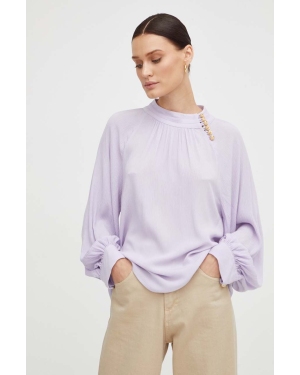 BA&SH bluzka damska kolor fioletowy gładka