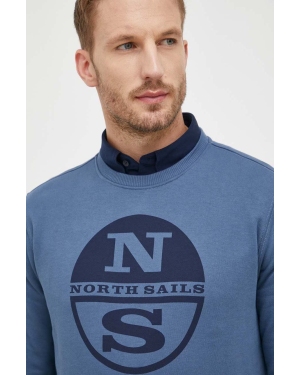 North Sails bluza bawełniana męska kolor niebieski z nadrukiem