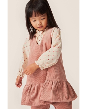 Konges Sløjd sukienka bawełniana dziecięca kolor różowy mini rozkloszowana