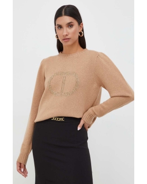 Twinset sweter wełniany damski kolor beżowy