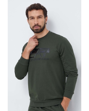 EA7 Emporio Armani bluza bawełniana męska kolor zielony z nadrukiem