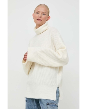 Notes du Nord sweter wełniany damski kolor beżowy z golfem