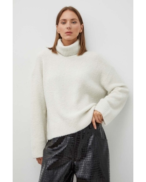 Samsoe Samsoe sweter wełniany damski kolor beżowy ciepły z golfem