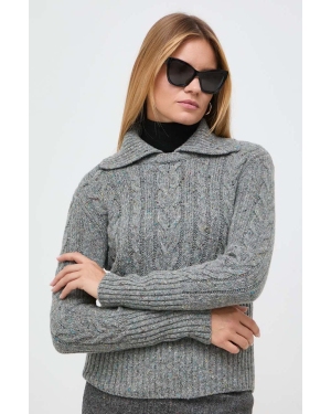 Weekend Max Mara sweter wełniany damski kolor szary